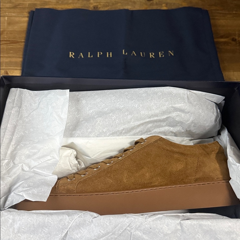 Ralph Lauren Purple Label Men's Severn Calf Suede LowTop Sneakers Cacao NEW $895 - Picture 15 of 16
